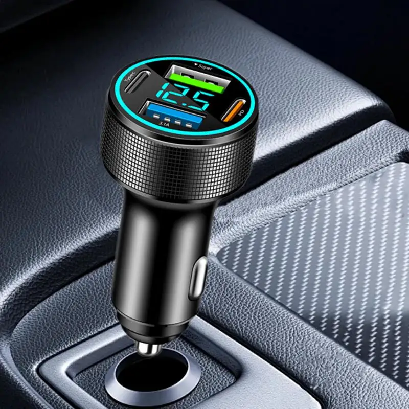 Car USB Charger 4 Port Auto Charger Adapter PD QC 66w Fast Charging Car Phone Charger Car Plug In Adapter Outlet For Tablet