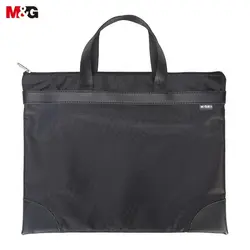 M&G Stationery A4 Blue/black Pattern Portable Conference Bag Large Capacity Business Zipper Bag Information Bag File Bag 1pc