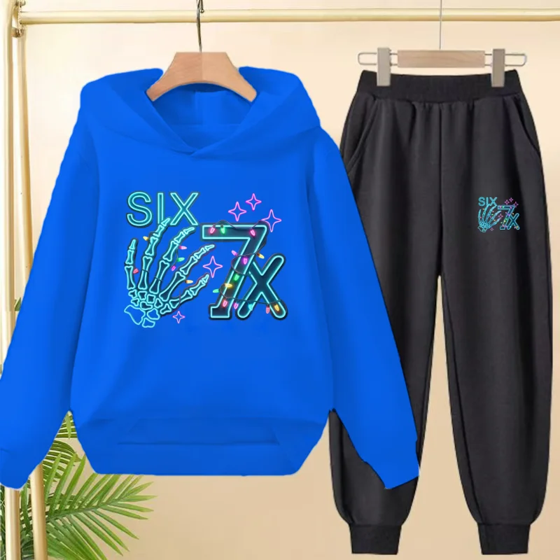 

New Style Sportswear Set 67 Print Children Spring autumn Hoodie 2Piece 3-12Age Boy Girl Comfort Leisure Hoodie+Trousers Pullover