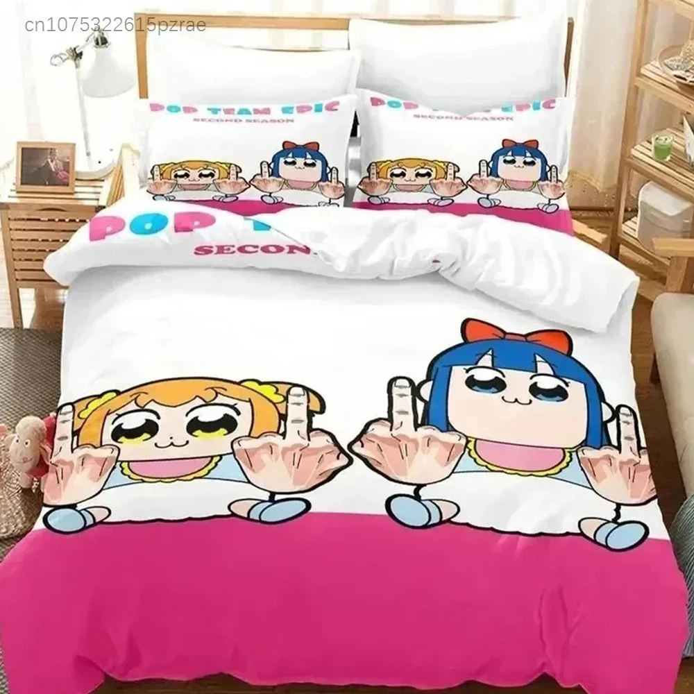 Anime Pop Team Epic Poputepipikku Bedding Set Bedroom Soft Modern Bedspreads Comefortable Duvet Cover Quilt Cover And Pillowcase