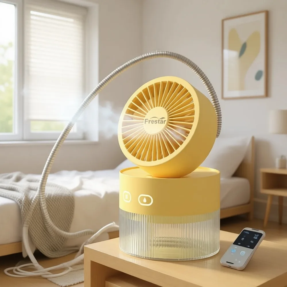 Desktop 3in1 Cooling Fan 350ml Humidifier LED Night Light for Office Small Room