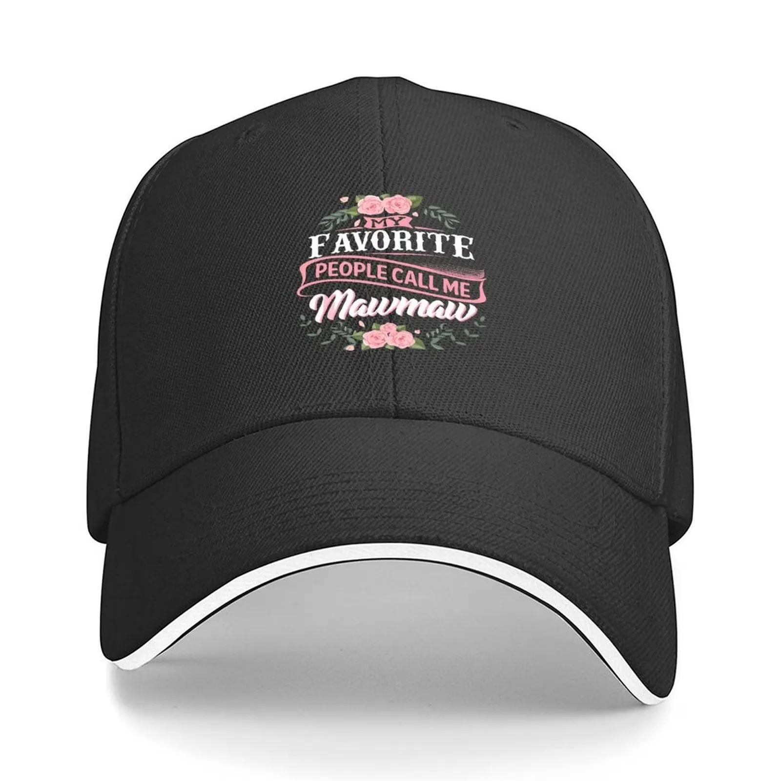 My Favorite People Call Me Mamaw Baseball Cap Floral Graphic Polyester Adjustable Outdoor Hat