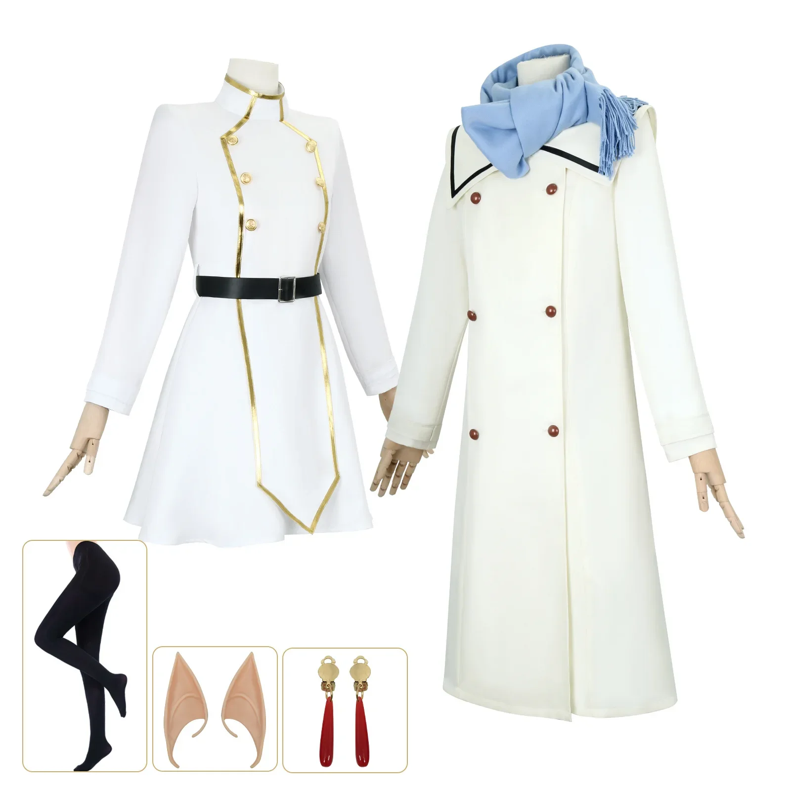 Frieren At The Funeral Cosplay Frieren CostumeWinter Coat Scarf Carnival Uniform Wig Anime Halloween Party Masquerade Women Game