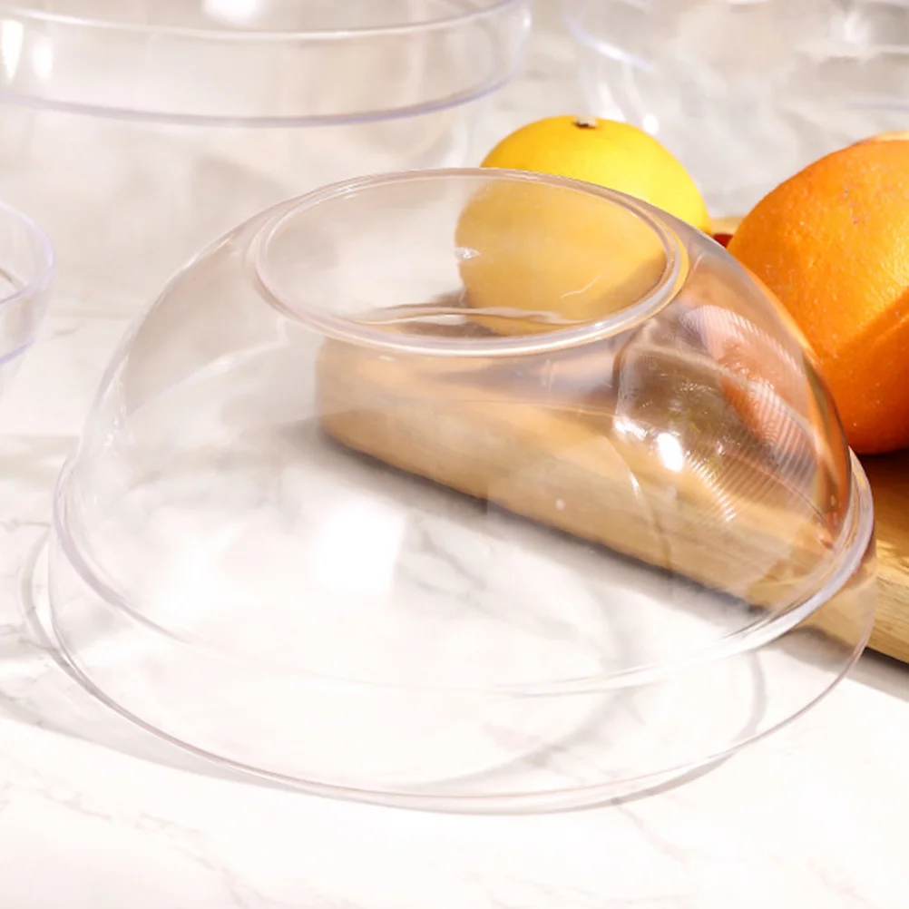 

4pcs Plastic Salad Transparent Lightweight Stackable Kitchen Serving Bowl For Cereals Fruits Rice Noodles Reusable Food Bowl