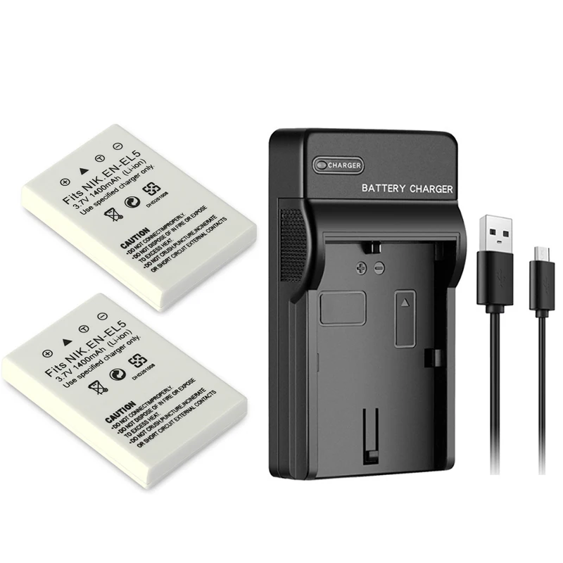 

1400mAh EN-EL5 ENEL5 Battery+Charger for Nikon P530 P520 P510 P100 P500 P5000 P5100 P6000 3700 4200 5200 7900 P80 Camera Battery