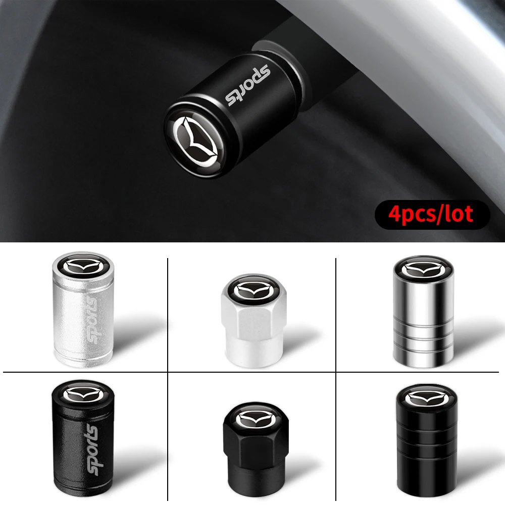 Frosted 4pcs Car Tire Valve Cap Metal Dust Cover Accessories For Mazda 2 3 5 6 Axela Atenza Demio Speed  CX4 CX-5 CX7 CX-8 MS