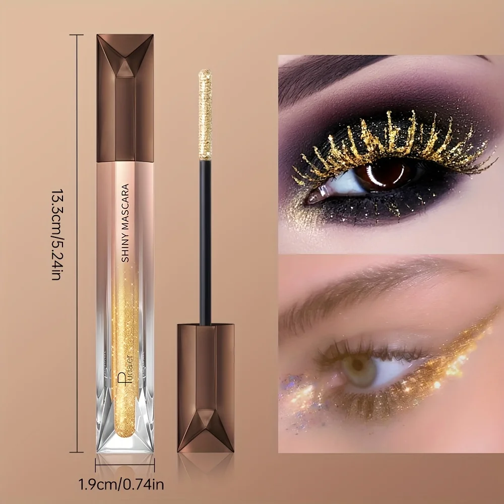 Glitzernde funkelnde Wimperntusche, langlebig, Effekte, wasserfest, wischfest, zerkleinerte Diamant-Wimperntusche, perlmuttartig, feiner Blitz
