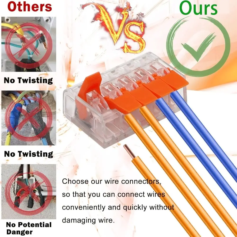 

90 PCS 2/3/5 Port Wire Connector Assortment Pack Push-in Quick Connect Compact Splicing Connector Kit Terminals Mini