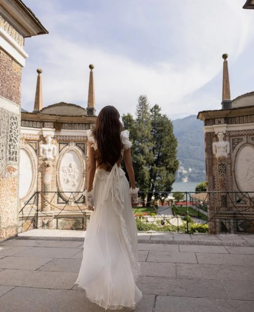 Boho robes de soirée en mousseline de soie couches sans manches une ligne femmes robe dos nu Sexy col en V profond longues robes de bal sur mesure