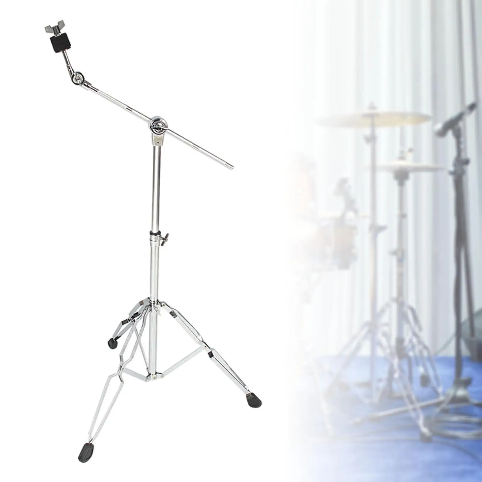 Floor Cymbal Stand Holder Adjustable Foldable Triangle Bracket Stable Double Braced Legs Quick Grip Full Metal Professional