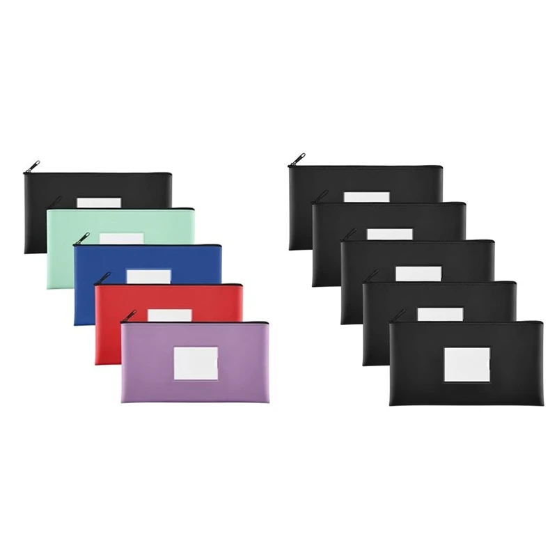 5-pakowe torby z zamkiem pieniężne z depozytem bankowym, torebki z ekoskóry woreczki portmonetka z etykietą, na monety, kosmetyki, faktury, rachunki