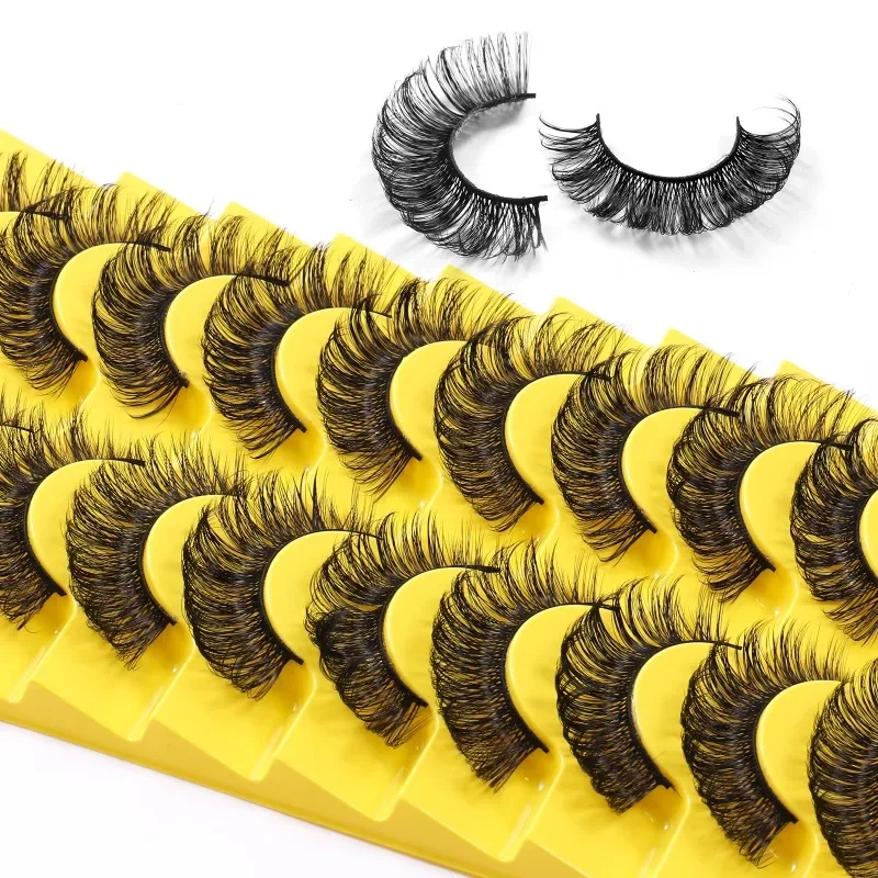 Nieuwe 10 Paar Valse Wimpers Dd Curl Make-Up Wimper Pluizige Zachte Kruis Nerts Natuurlijke Dikke Herbruikbare Wimpers Benodigdheden