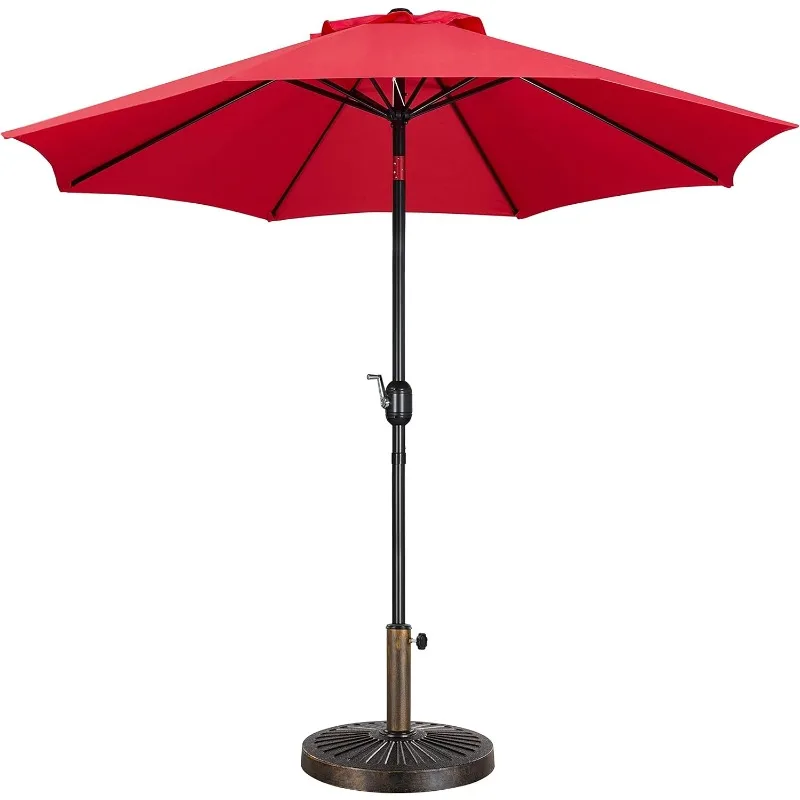 

9FT Garden Table Umbrella with 30lb Patio Umbrella Base, Patio Market Umbrella with Push Button Tilt, Crank and 8 Sturdy Ribs