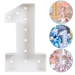 73cm Giant Figure White Warm Light Up Number 0-9 Frame Balloon Filling Box with 10 Lights Birthday Wedding Decor Baby Shower