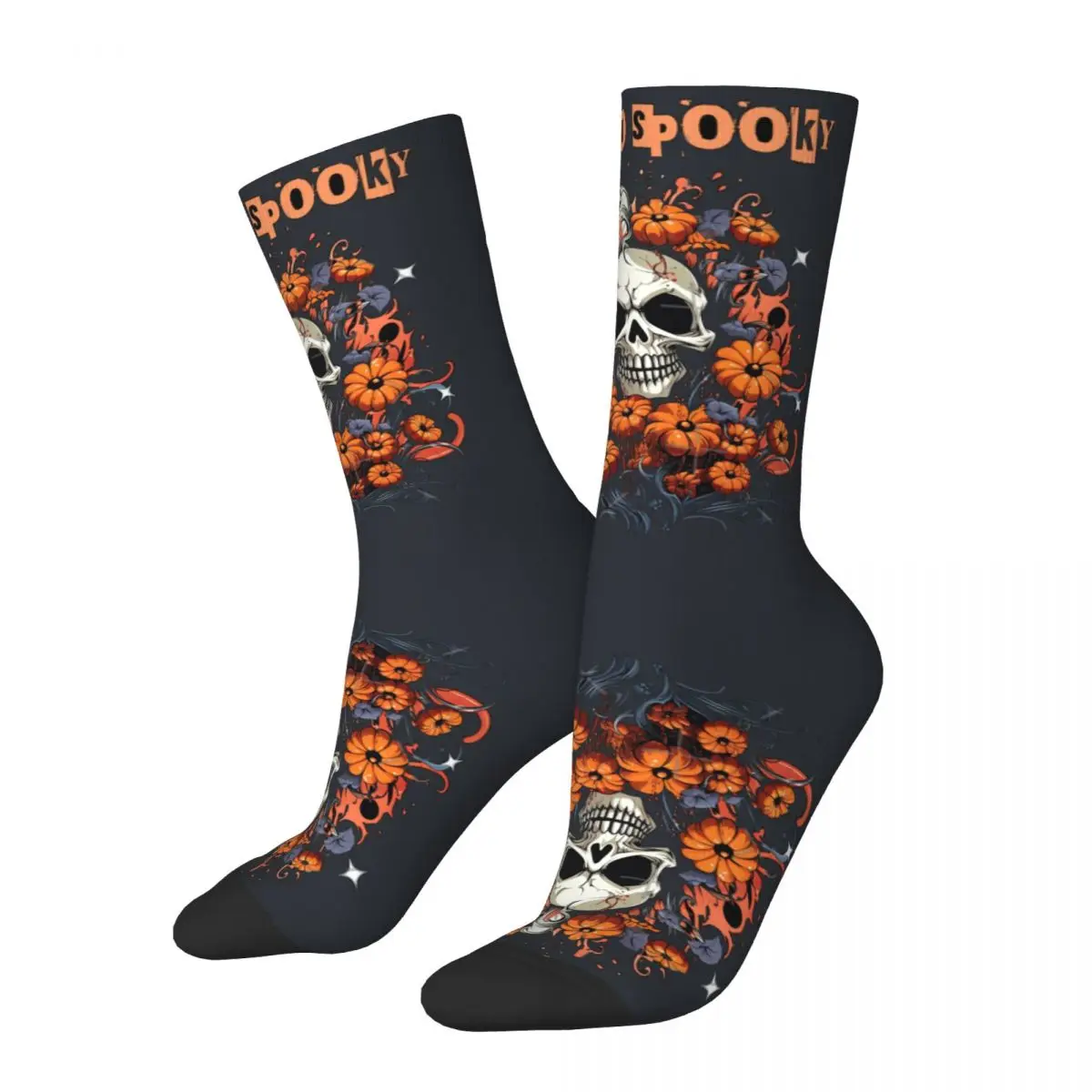 Crazy compression Why So Spooky! Classic Sock for Men Vintage Skull and Pumpkin2 Seamless Pattern Crew Sock Novelty