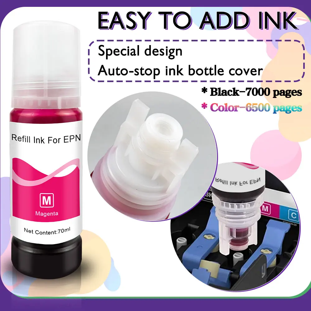 MorePage 104 522 Isi Ulang Pewarna Tinta untuk Epson EcoTank ET-2710 ET-2711 ET-2712 ET-2714 ET-2715 ET-2720 Inkjet Eco Tank Printer