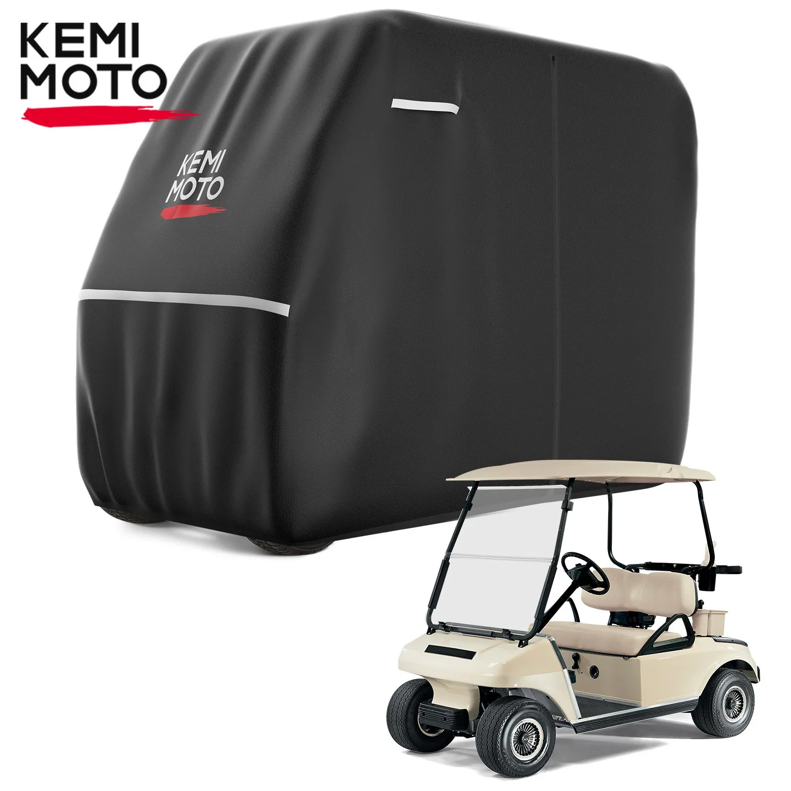 

100"x48"x66" KEMIMOTO 600D Waterproof Golf Cart Rain Cover Heavy Duty Universal Compatible with EZGO Club Car 2 Passenger