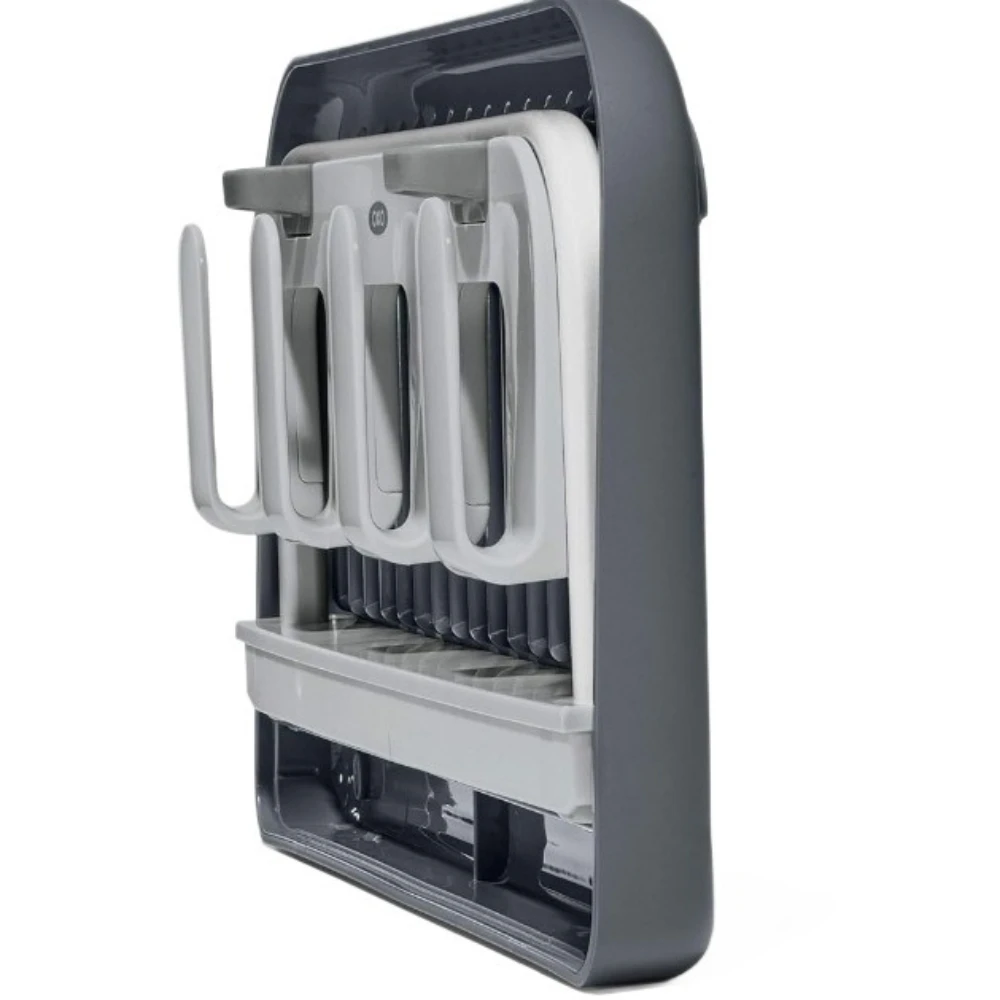 

Gray Space Saving Drying Rack Recycled Bottles Countertop Draining Rack for Baby Bottle Plastic Bags Cups Glass Tumblers Compact
