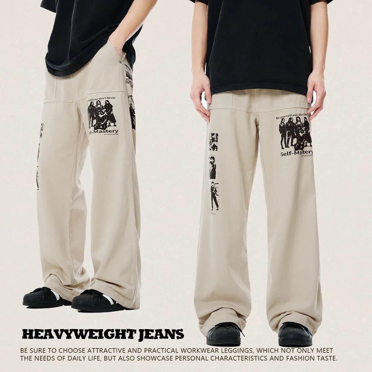 

Американские джинсы с цифровым принтом, свободные, прямого кроя, с высокой талией, длинные брюки из хлопка, винтажные, стройнящие, модные, повседневные