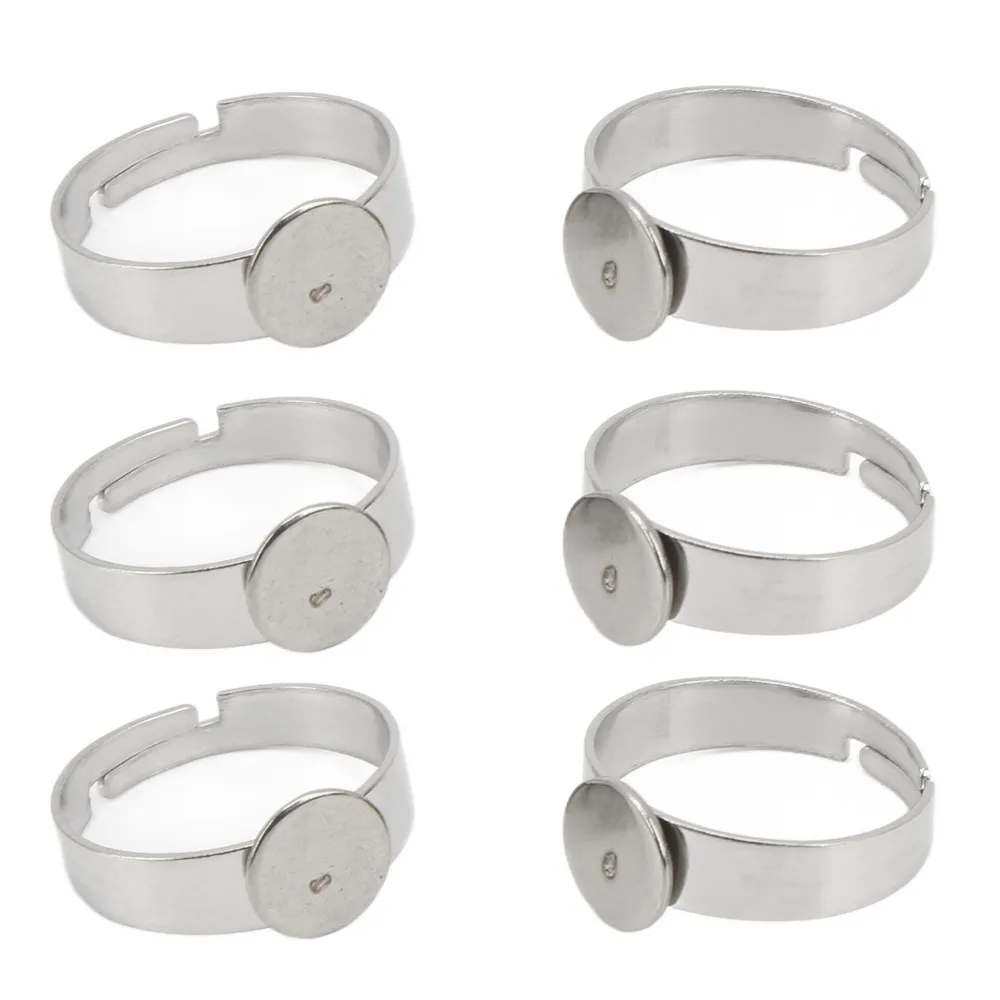 

20 шт. заготовок для колец из нержавеющей стали, плоское основание 8 мм, регулируемое, круглое, для творческих проектов