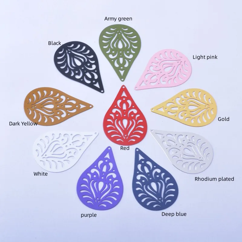 30pcs AB8010 Brass Flower  Charms Ear Pendant ColorfulCharms  Diy Jelwery Earrings Making