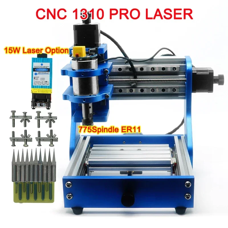 Mini CNC 1310 PRO Laser Engraving Machine for PCB Milling Wood Metal Carving with 15W Laser Head Option Tool Kit