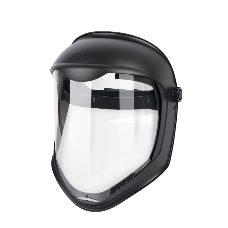 Polycarbonate Lawn Mower Face Guard with Clear Front Panel, Side Knob Headband, and Fog Control Window for Yard Debris Tasks and