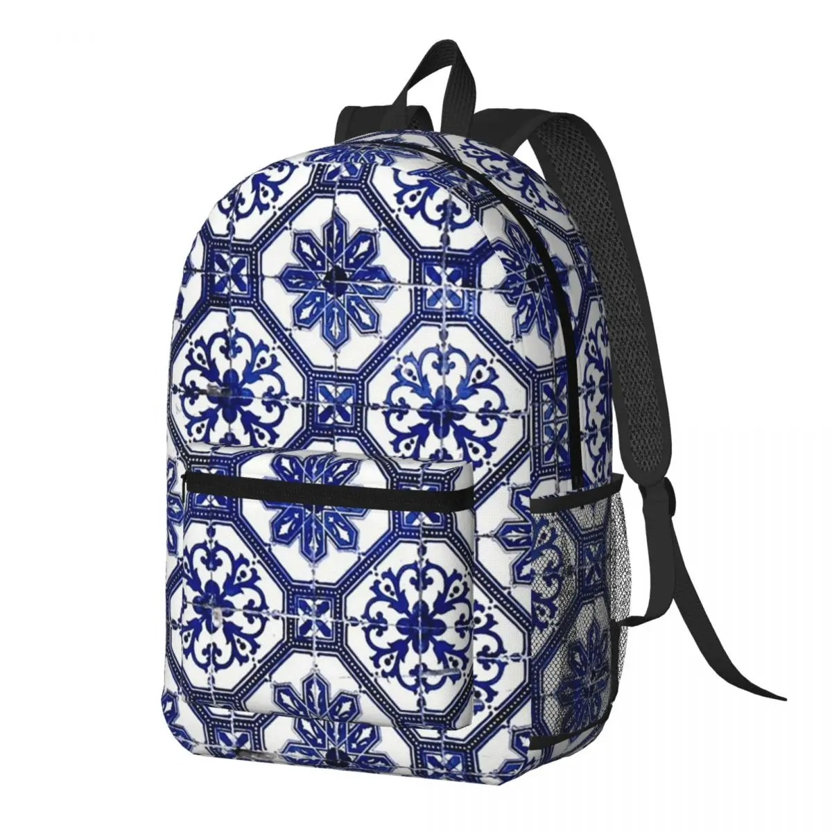 Blue And White Portuguese Tile Backpack Daypack Large Capacity Boys Girls BookBag School Bag Shoulder Bags for Men Women
