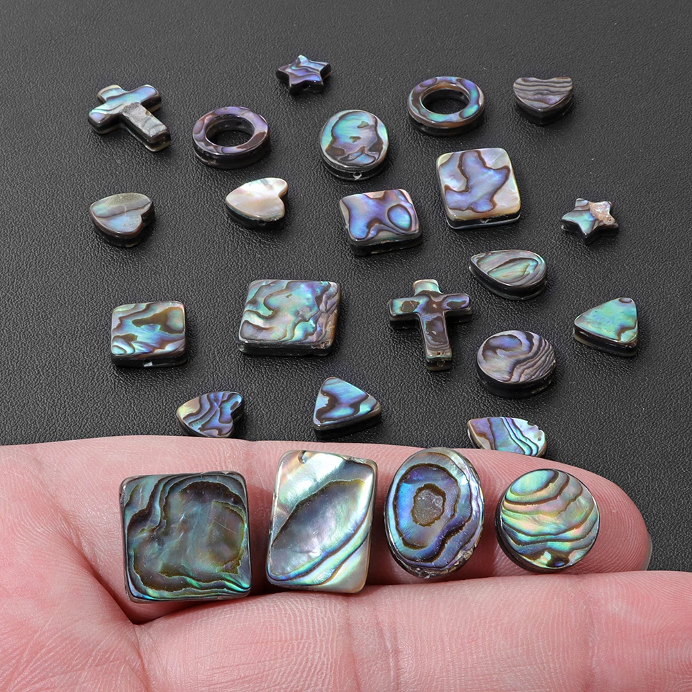 Natural Abalone Shell Charm Square Drop Heart Shell Pendant Cross Abalone Shell Beads for Jewelry Making Necklace DIY Bracelet