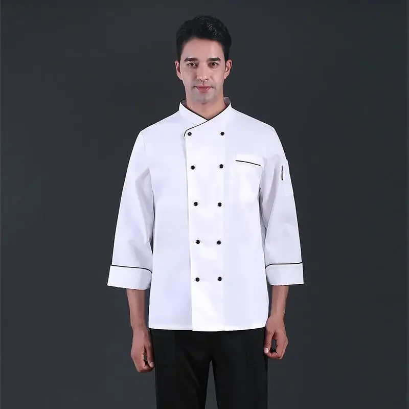 Men Women Kitchen Work Uniform Adult Unisex Chef Jacket Coat Cook Hotel Restaurant Canteen Cake Shop Cafe Shirt Cooking Costume