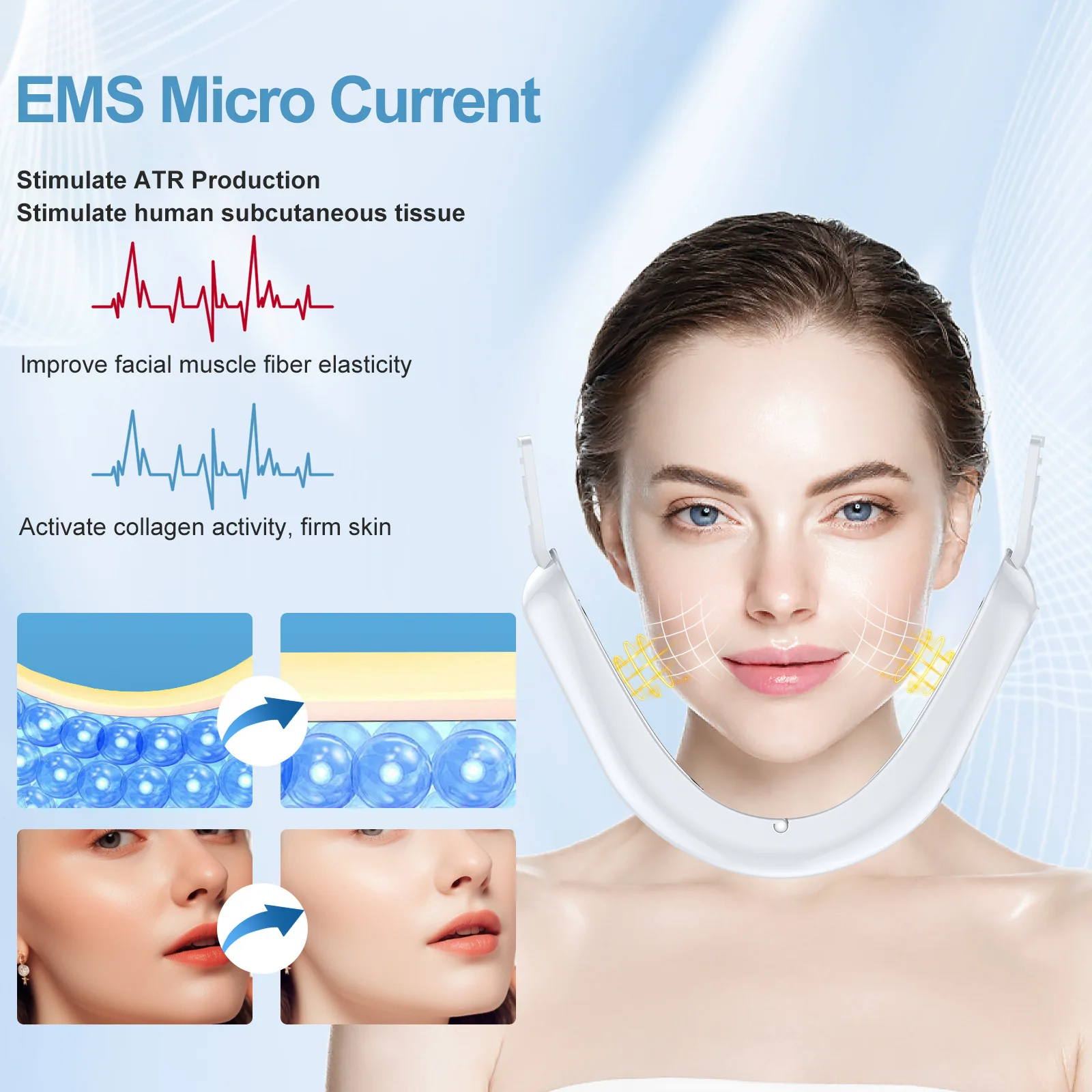 Micro-current thin face red and blue color light skin beauty  vibrating  lift V face thin face instrument brightening skin