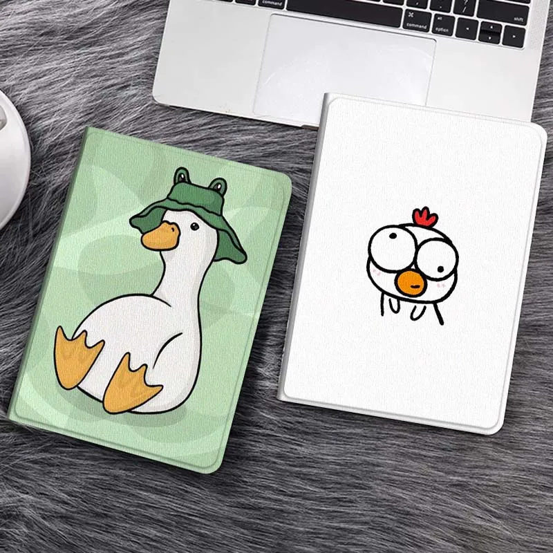 

Cartoon Duck Wearing Hat Gift Tablet Case For Samsung Tab Galaxy S6 S11 A A7 A8 A9 A11 10.1 10.4 10.5 Plus Lite