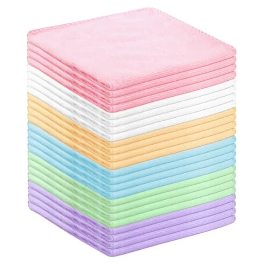 

24 Pack Microfiber Cleaning Cloths 11.8x11.8In Thin Microfiber Towels Bulk, Towels for Home Kitchen, Cars Cleaning Rags 6 Color