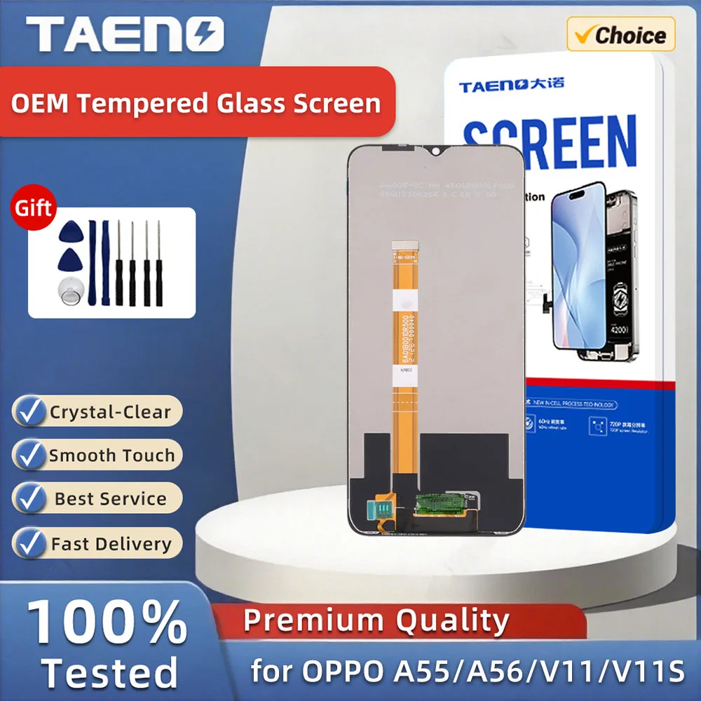 오포 A55 A56 A55S A92S 레노 4Z 리얼미 6Pro V11 V11S LCD 디스플레이 터치 스크린 교체용 타에노 휴대폰 LCD 스크린