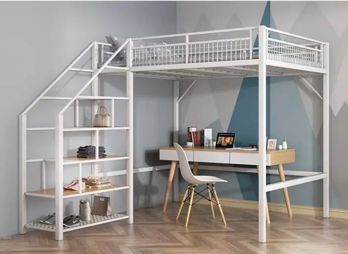 Wrought iron elevated bed duplex bed children\'s double modern loft bed