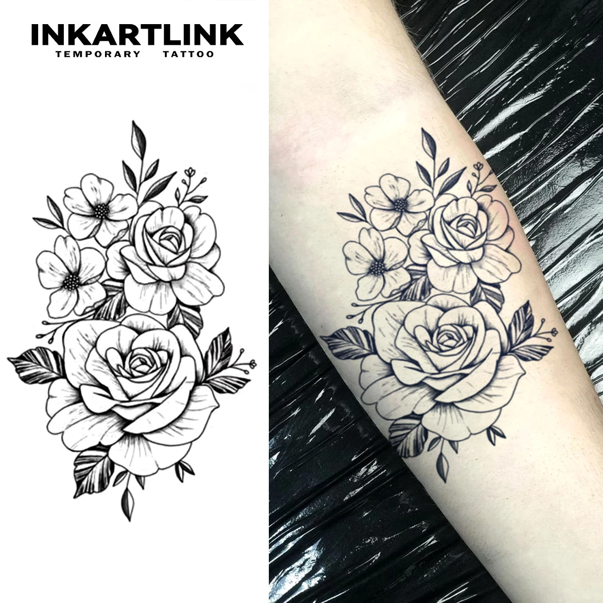 Flower Temporary Tattoo,Lasts To 15 Days New Technology Magic Waterproof Semi Permanent Sticker.