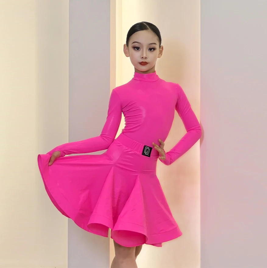 

2025 New Children's Latin Dance Competition Performance Dress for Autumn and Winter Girls' High End Professional Dance Dress