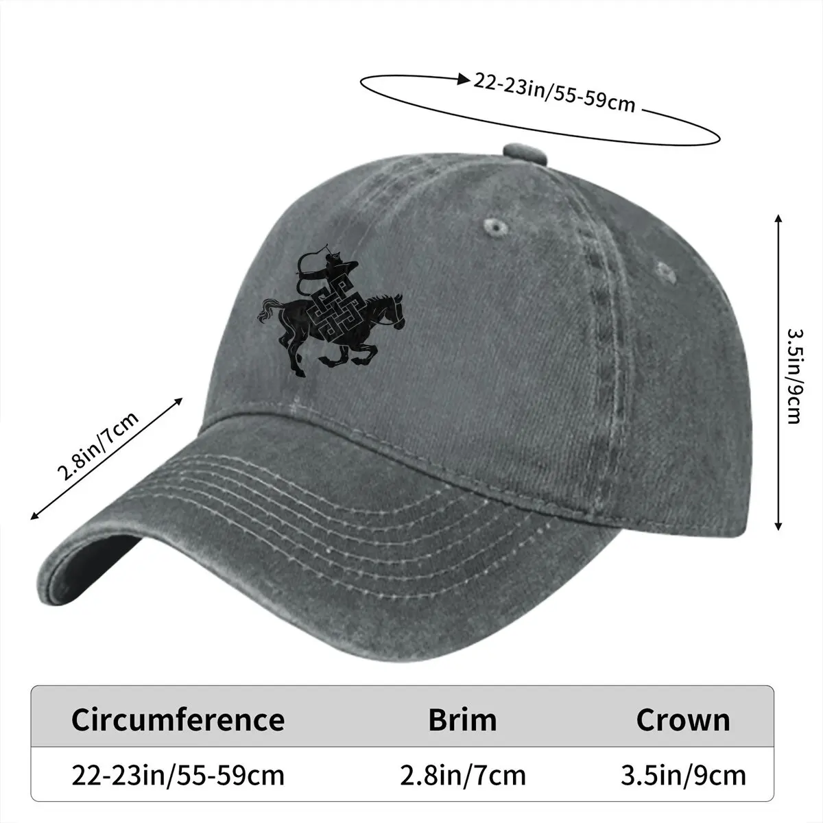 Washed Men's Baseball Cap Mongolian Mounted Archer Endless Knot Trucker Snapback Cowboy Caps Dad Hat Archery Golf Hats