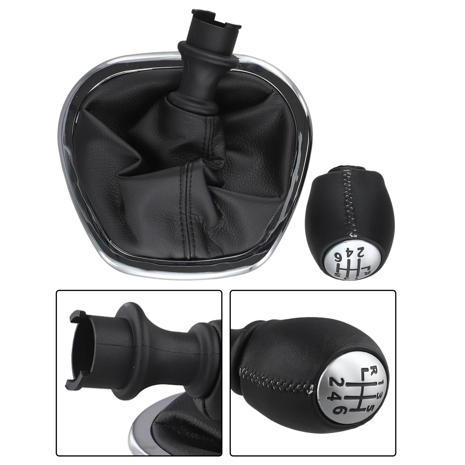 

Easy Install Gear Shift Accessories Leather Gear Shift Gear Shift Knob Long-lasting Use Sleek Black Appearance