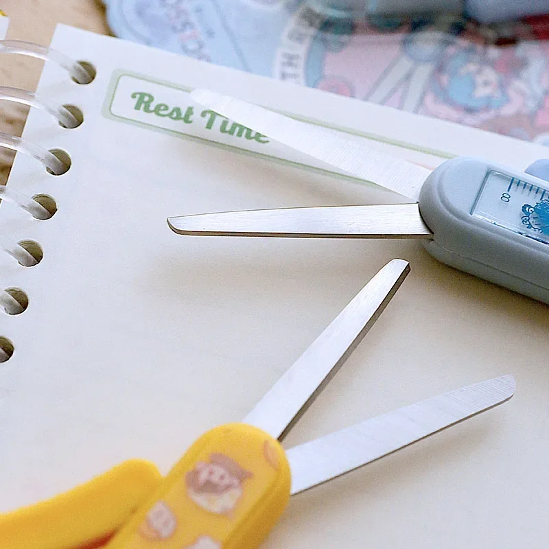 Fromthenon Cute Portable Foldable Student Handmade Cutting Ruler 2-in-1 Art Making Paper Scissors Tool Supplies