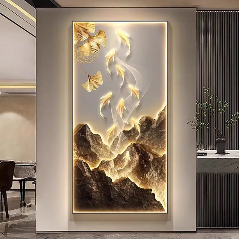 

Роскошный светодиодный настенный светильник для гостиной, прихожей, коридора, украшения рыбы, подвесная живопись, освещение, хрустальный фарфоровый настенный светильник