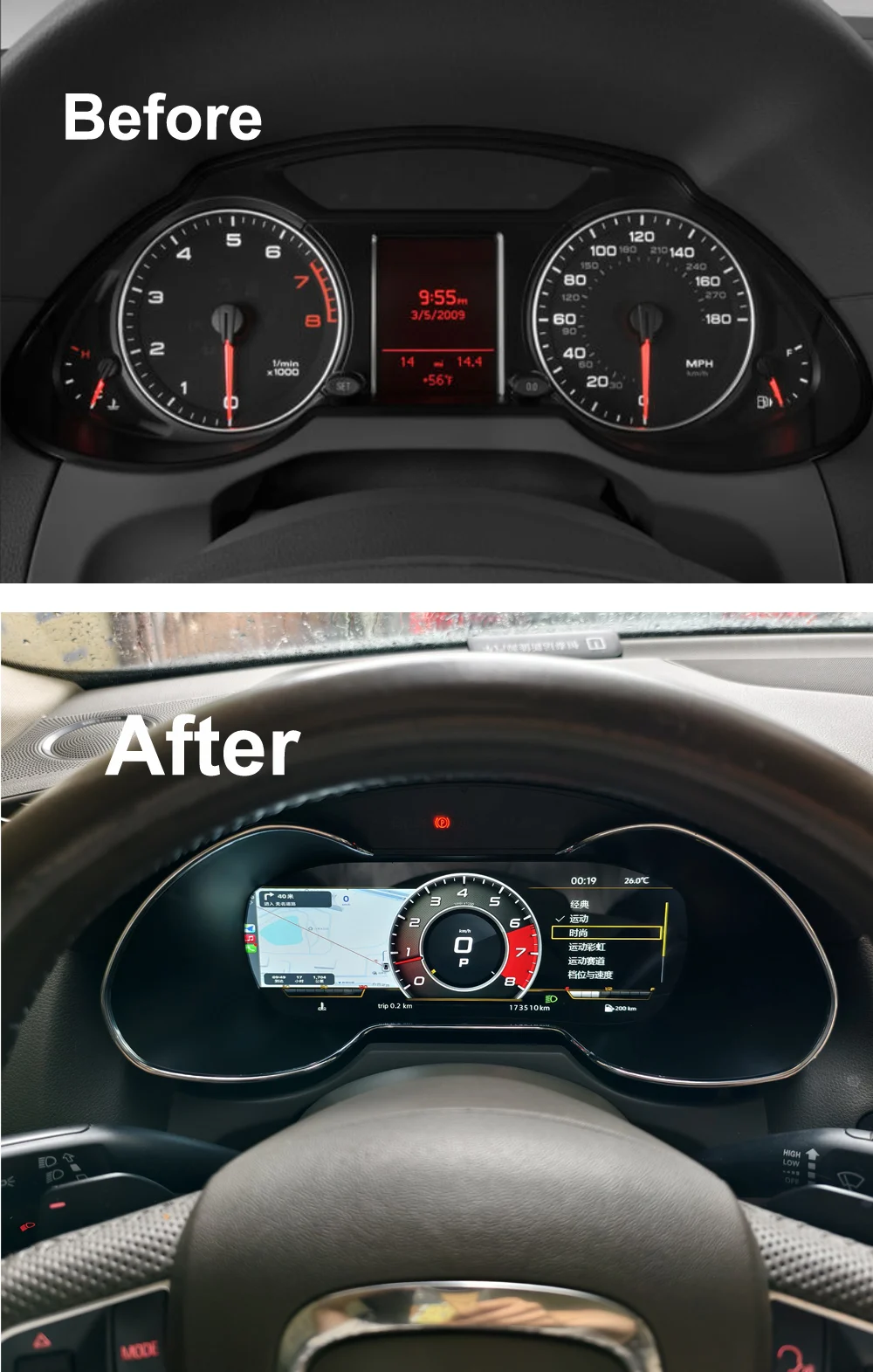 

10.3 inch Digital Cluster Virtual Cockpit Dashboard Panel for Audi Q5 2010-2018 Years Retrofit Speedometer