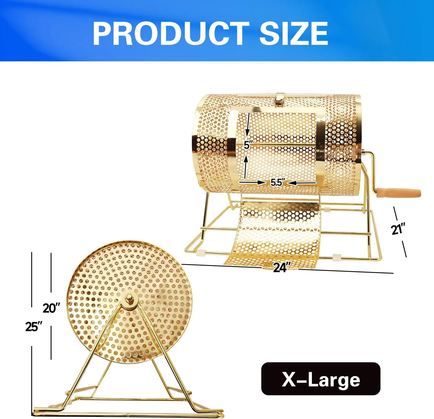 Games & Sports Expert Raffle Drum, Professional Brass Raffle Ticket Spinning Cage, Holds 15,000 Tickets or 500 Ping Pong