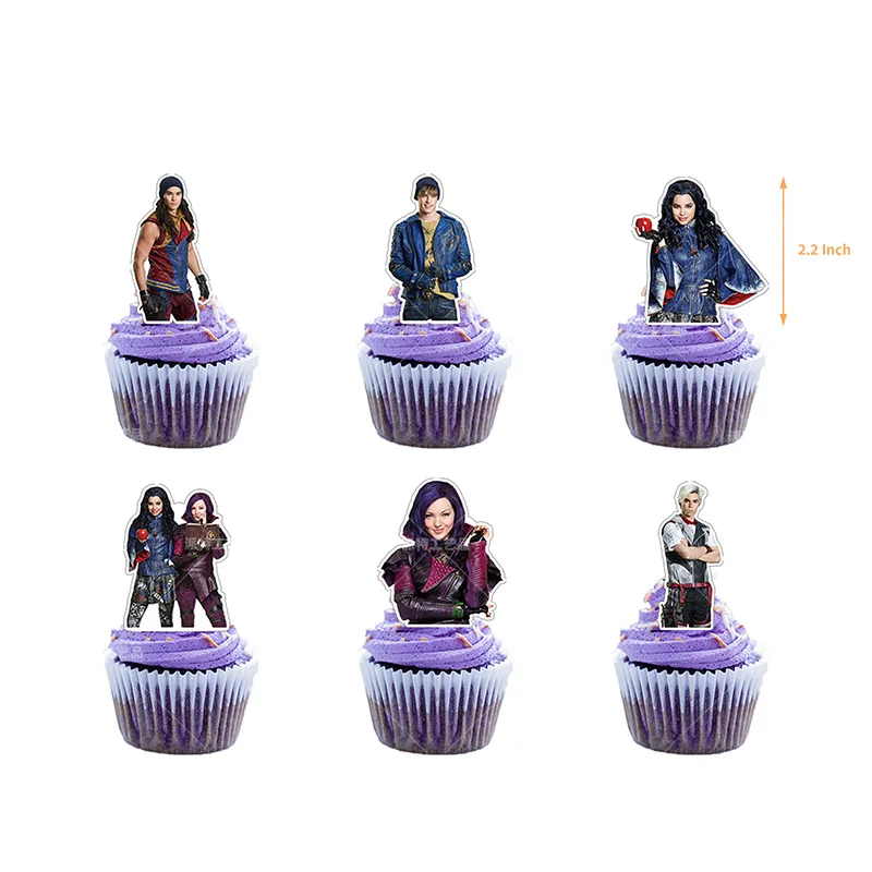 Disney Descendants 2 Theme Party Children\'s Birthday Flag Pulling Cake with Balloon Scene Decoration Supplies Set