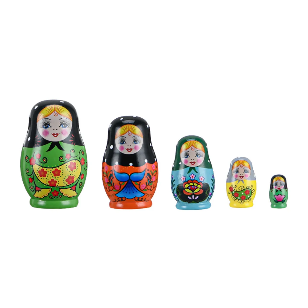 Matryoshka ของเล่นการ์ตูนไม้ทํารังสําหรับเดินทางเด็ก