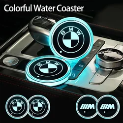 2PCS NEW Luminous Car Coaster Water Cups Holder Pad Anti-slip Mat Accessories For BMW M Performance E46 E90 E60 F30 M1 M2 M3 M4