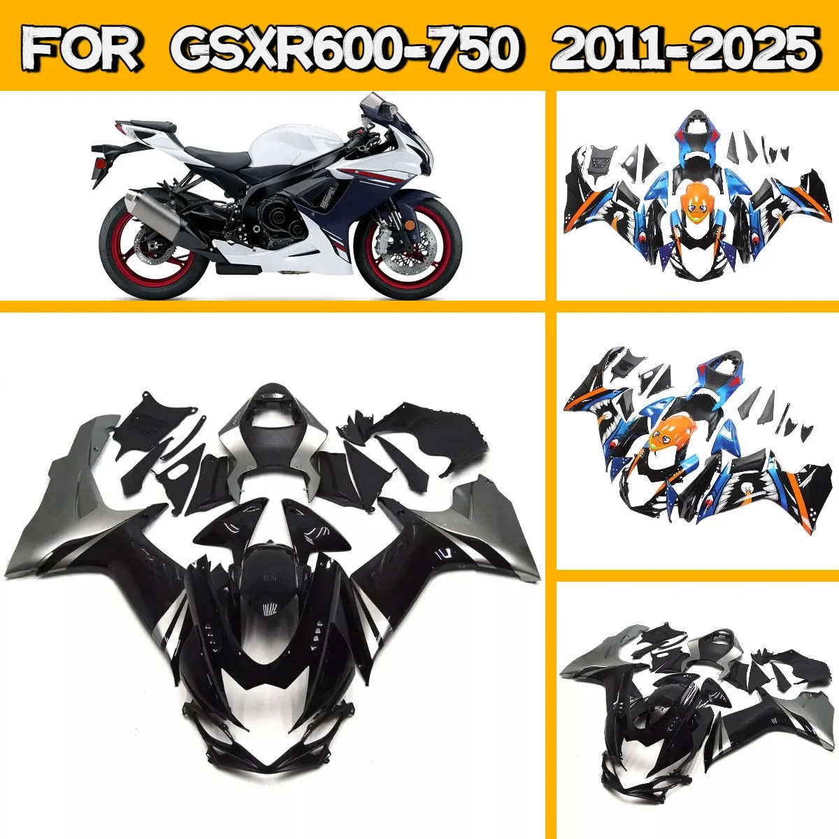 

Fairing Body Parts Kit 2011-2025 GSXR600 GSXR750 Plastic Aftermarket Fairings for 11-25 Suzuki GSXR 600 750 Injection Molded