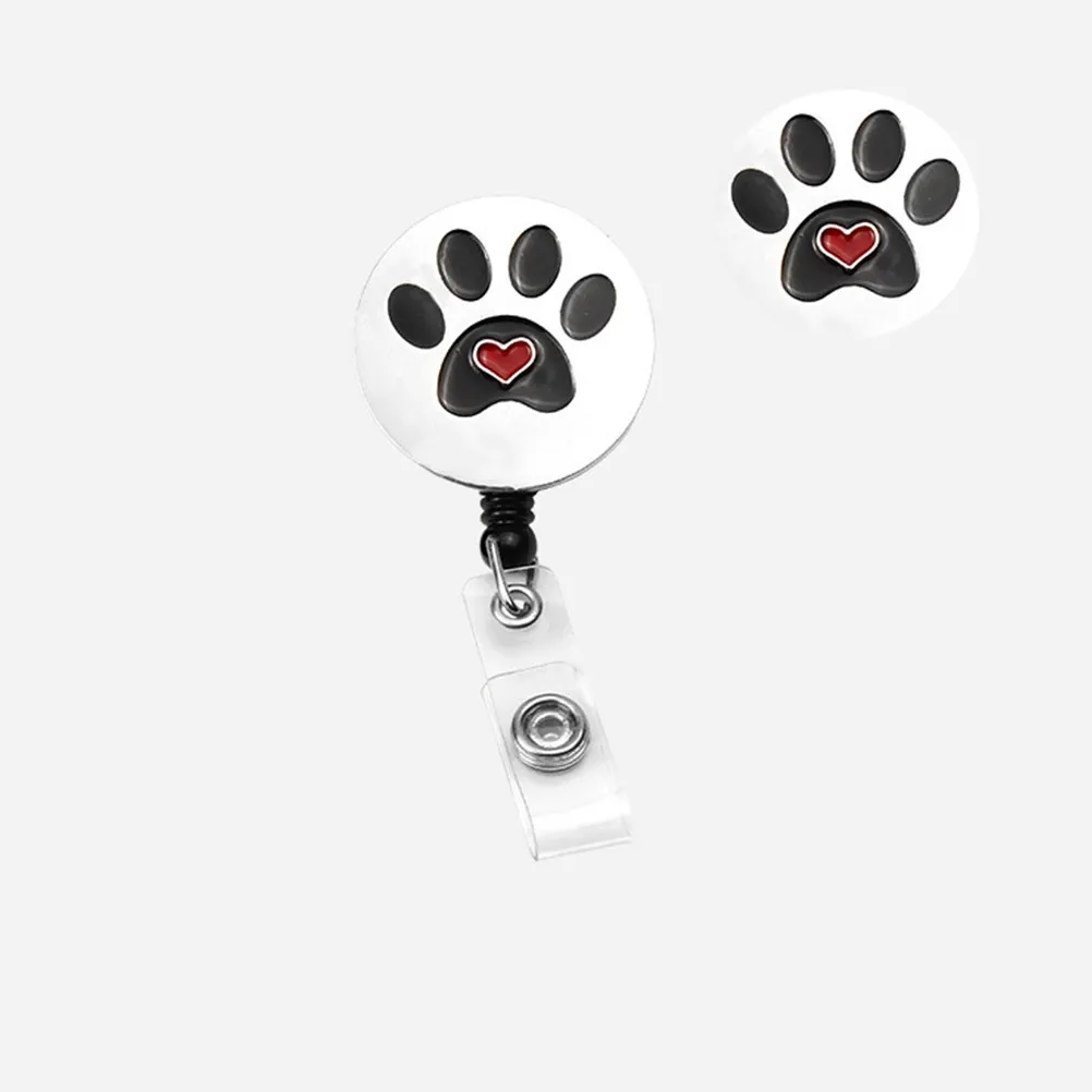 1Pcs Footprint Badge Reel Telescopic Id Holder Keychain for Nurses Teachers Students Office Workers Factory Staff Concerts