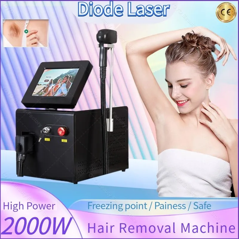 

Factory Price 2000W Ice Platinum 808nm Diode Laser Hair Removal Machine Epilator 755 808 1064 Painless 3 Waves