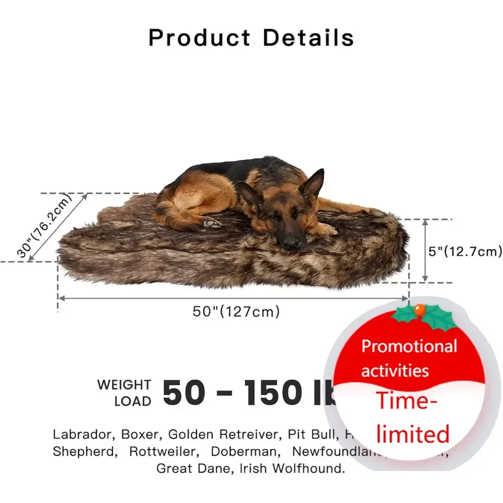 

Hot salesLarge Orthopedic Memory Foam Dog Bed 50x30x5 Inch, Thick Faux Fur Pet Bed with Removable Washable Cover & Anti-Slip Bot